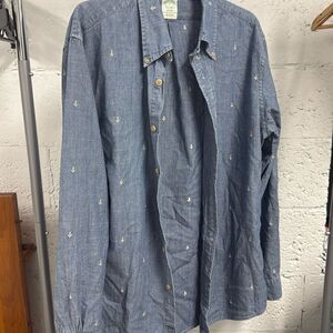 NWOT Brooks Brothers Milano Brand New Denim Button Down - Long Sleeve Mens Large